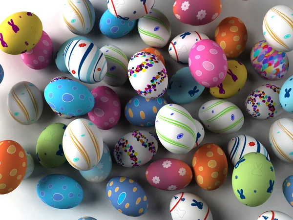 Easter colorful eggs on white background — Stock Photo, Image