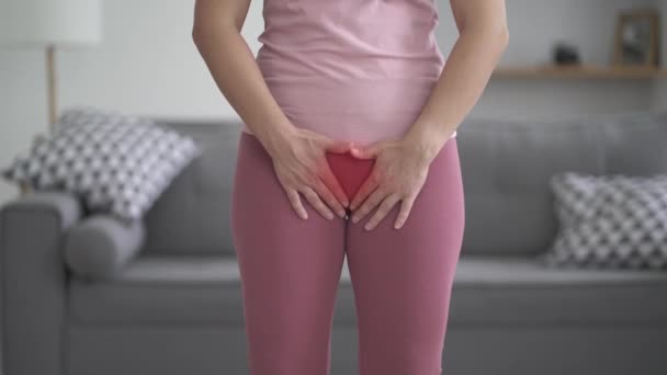 Adet Sancısı Midesi Ağrıyan Bir Kadın Evde Adet Sancısı Endometriyozis — Stok video
