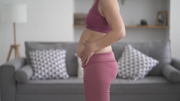 Tummy Tuck Zwiotczała Skóra Brzuchu Koncepcja Chirurgii Plastycznej Domu — Wideo stockowe