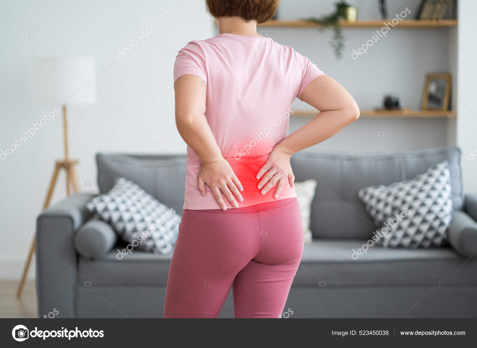 Back Pain Kidney Inflammation Woman Suffering Backache Home Painful