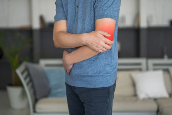 Doenças Articulação Cotovelo Fratura Óssea Inflamação Homem Que Sofre Dor — Fotografia de Stock