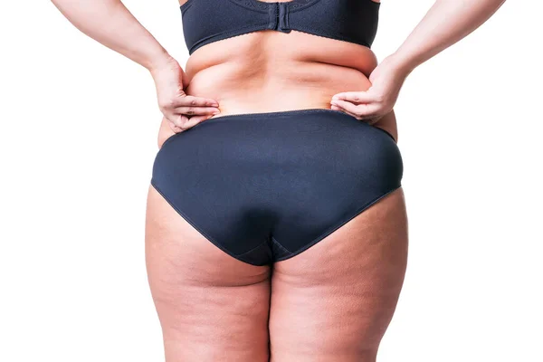 Nadwaga Kobieta Tłuszczu Cellulitu Biodra Pośladki Otyłość Kobiece Ciało Izolowane — Zdjęcie stockowe