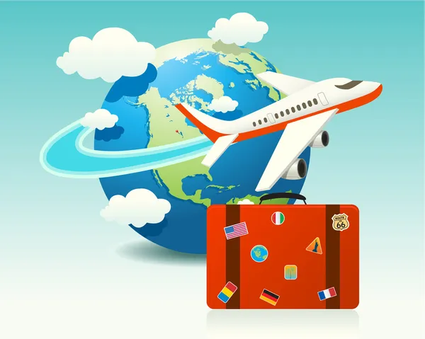 Voyage en avion avec bagages Illustrations De Stock Libres De Droits