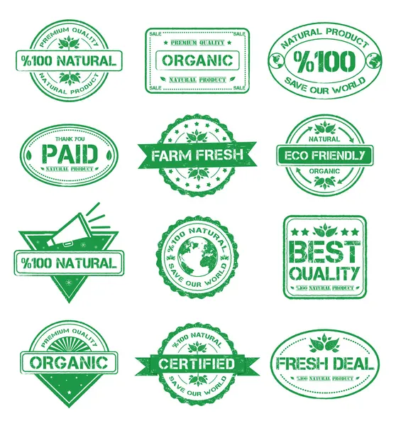 Insignias de estilo de sello natural — Vector de stock