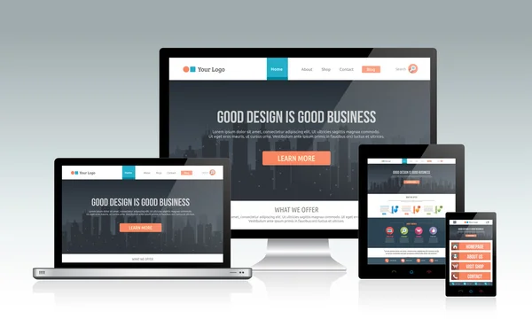 Responsieve websiteontwerp — Stockvector