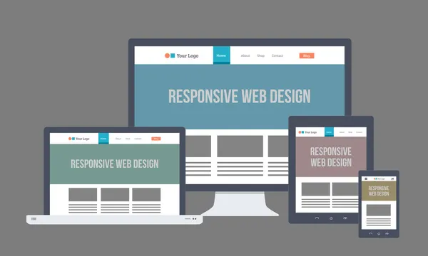 Diseño Web Plano Responsivo — Vector de stock