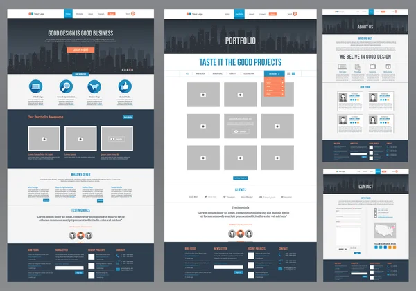 Modèle de site Web plat — Image vectorielle