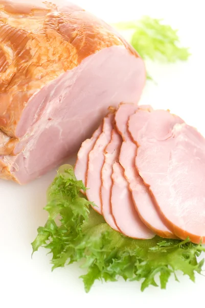 Sliced ham with salad — Stock Photo, Image