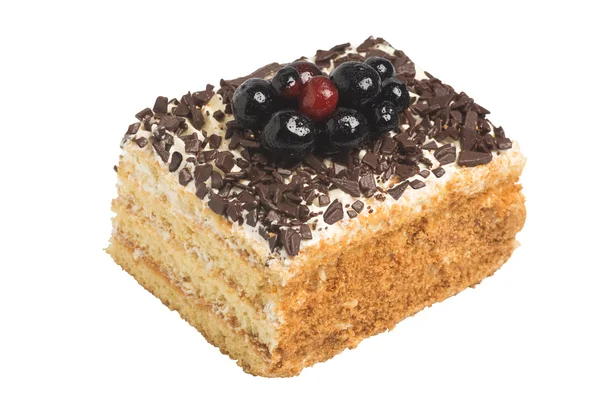 Cake with white cream and chocolate — Stock Photo, Image