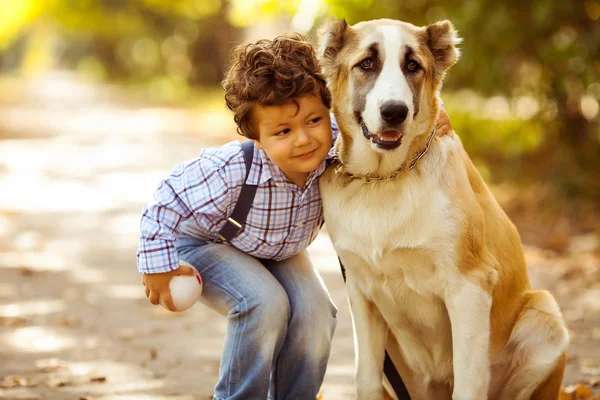 Rapaz e cão — Fotografia de Stock