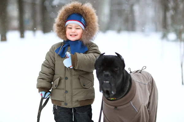 Portrait de petit garçon en hiver — Photo