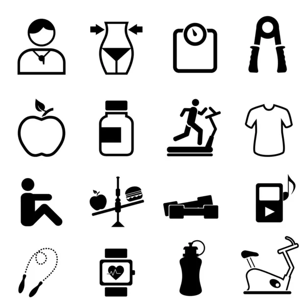 Salud, fitness y dieta iconos — Vector de stock