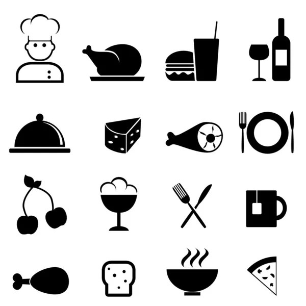 Restaurante e iconos de la comida — Vector de stock