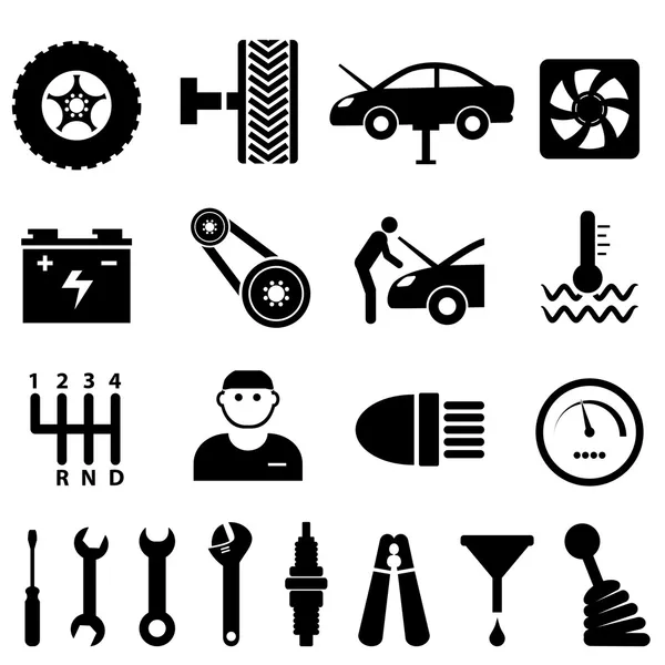 Ícones de manutenção e reparação de automóveis Gráficos Vetores