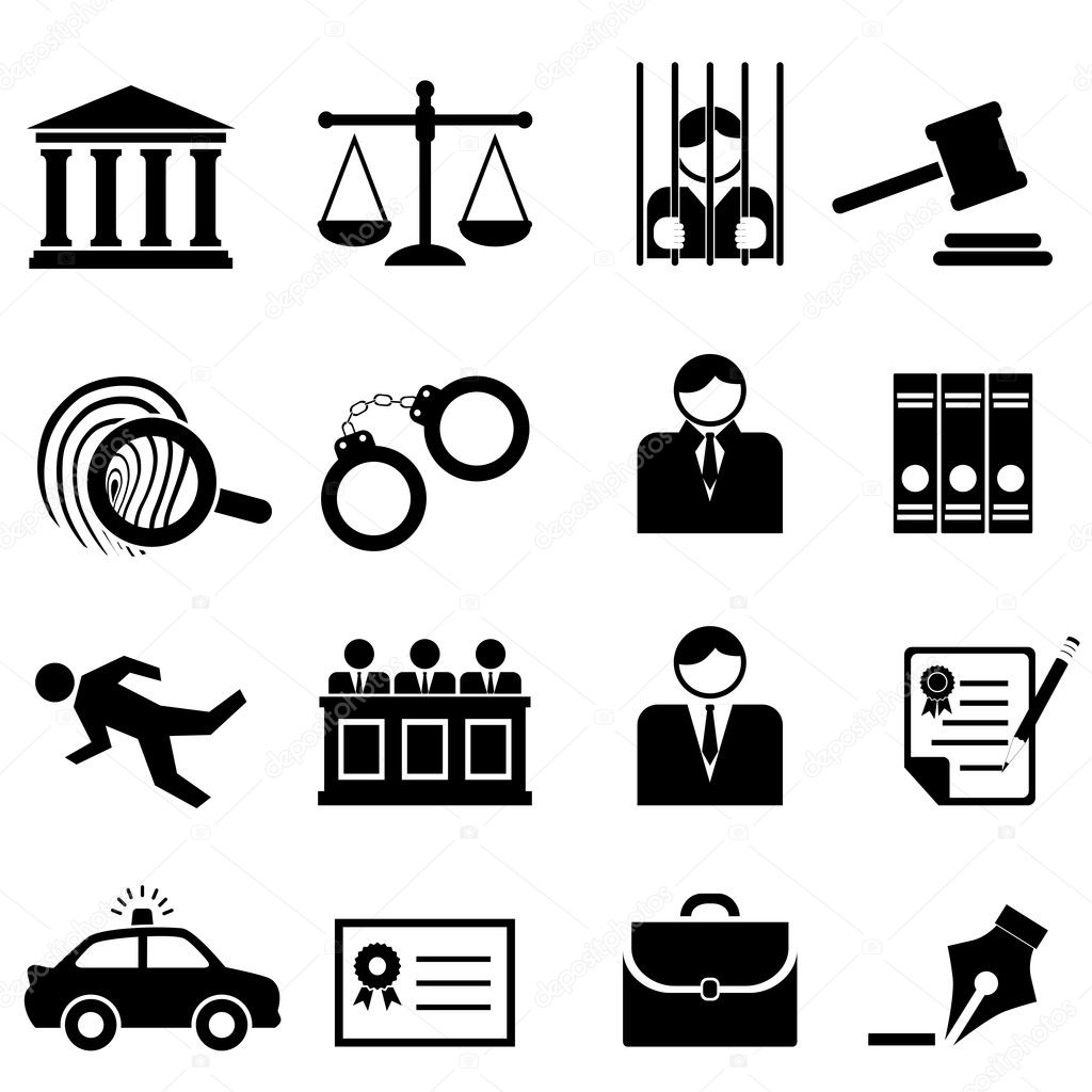 Legal, law and justice icon set