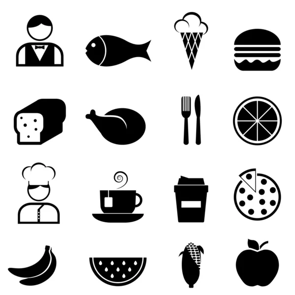 Iconos de comida y restaurante — Vector de stock