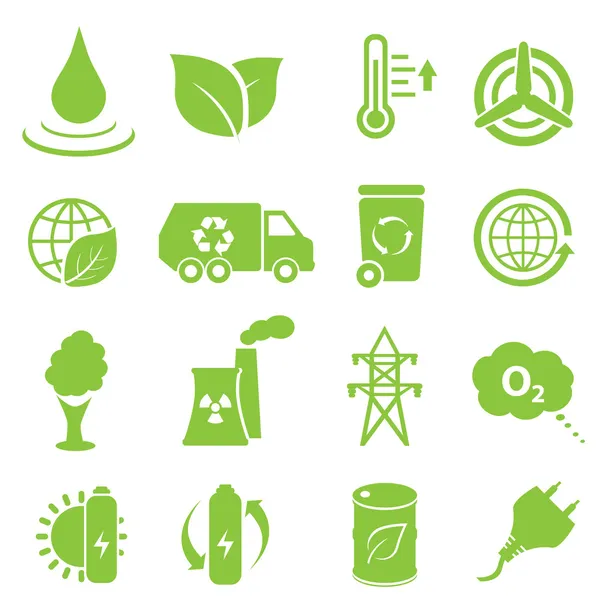 Ecología y medio ambiente iconos — Vector de stock