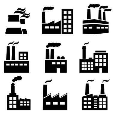 Industrial building, factory and power plants clipart