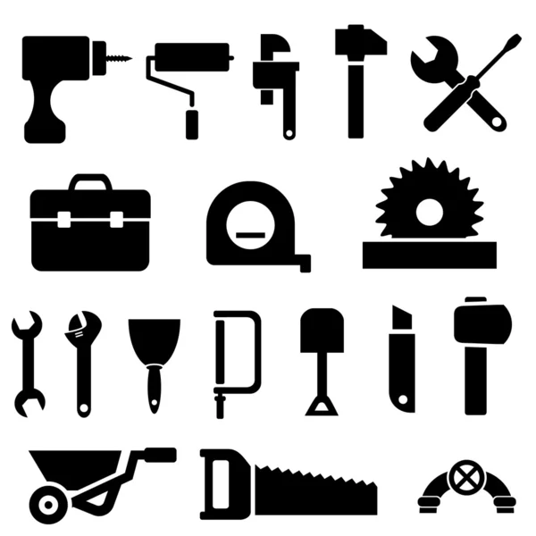 Werkzeugsymbole in schwarz — Stockvektor