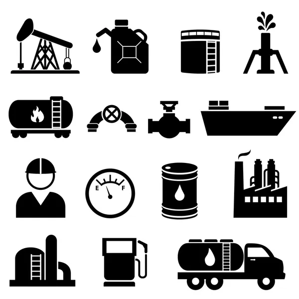 Conjunto de iconos de petróleo y petróleo — Vector de stock