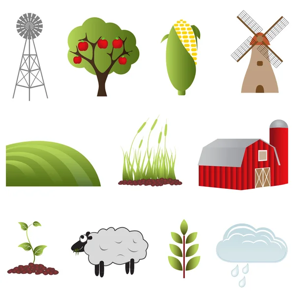Icone agricole e agricole — Vettoriale Stock