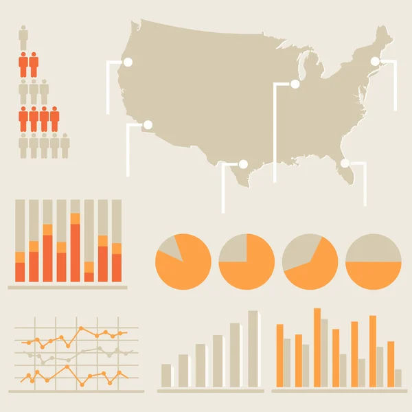 Infografica con mappa degli Stati Uniti — Vettoriale Stock