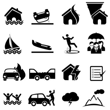sigorta ve afet Icon set