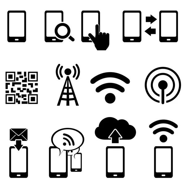 Cep telefonu ve wifi Icon set — Stok Vektör