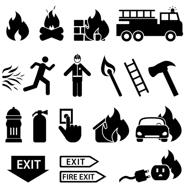 Tűz kapcsolódó ikon készlet — Stock Vector