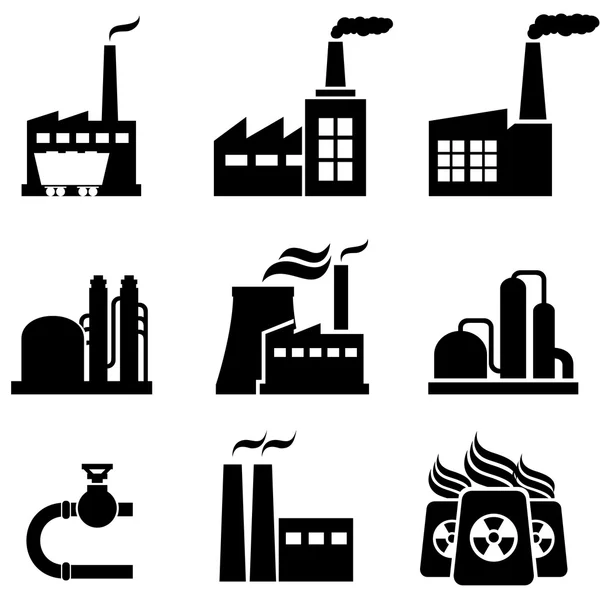 Erőművek, gyárak, ipari épületek — Stock Vector