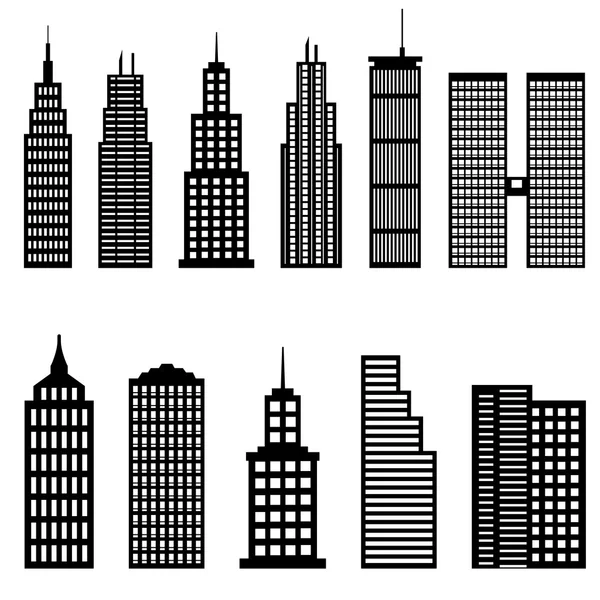 Hoge gebouwen en wolkenkrabbers — Stockvector