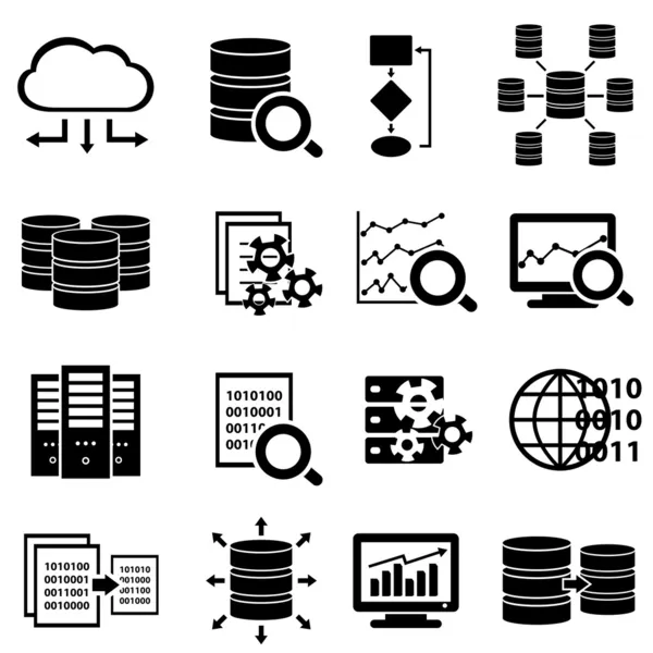 Iconos de Big data y tecnología — Archivo Imágenes Vectoriales