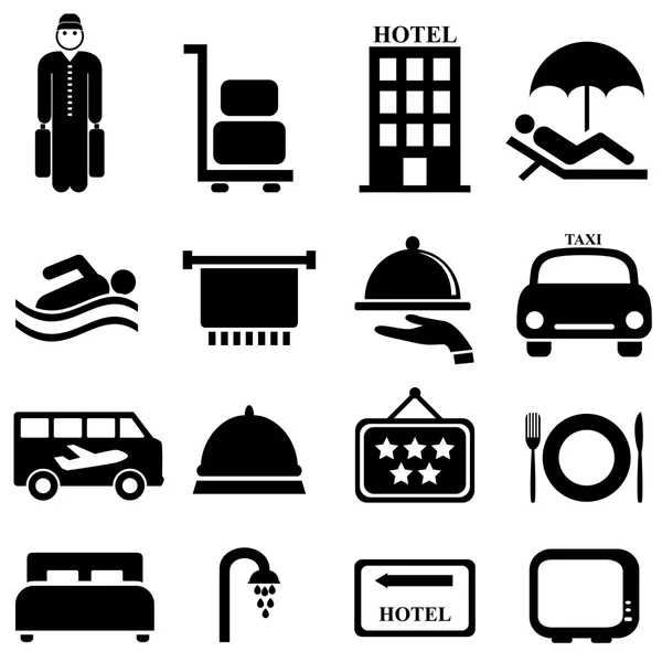 Iconos de hotel y hospitalidad — Vector de stock