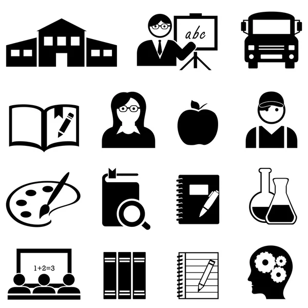 Iconos de aprendizaje, escuela y educación — Vector de stock