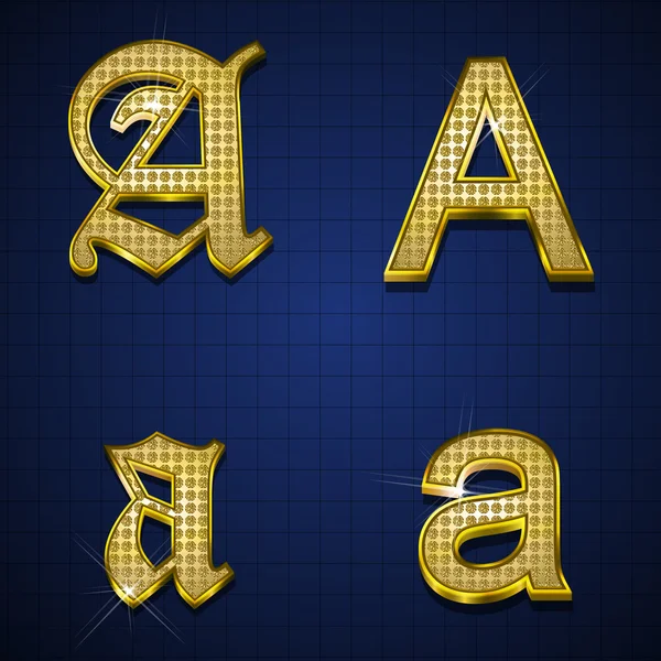 Lyxig guld diamanter alfabet — Stock vektor