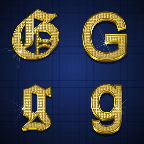 Luxuriöse Gold-Diamanten-Alphabete — Stockvektor
