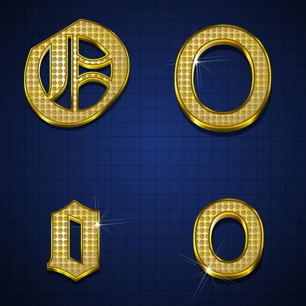 Luksusowe diamenty złoto alfabetów — Wektor stockowy