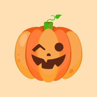 Turuncu kabak vektör çizimi. Sonbahar Cadılar Bayramı balkabağı, sebze grafik ikonu ya da baskı. Şükran Günü çiftlik hasadı piktogramı, kabağa yakın çekim, sebze.