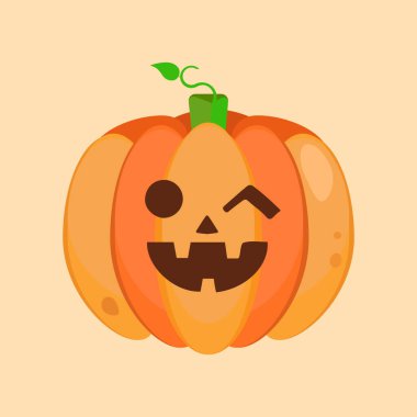 Turuncu kabak vektör çizimi. Sonbahar Cadılar Bayramı balkabağı, sebze grafik ikonu ya da baskı. Şükran Günü çiftlik hasadı piktogramı, kabağa yakın çekim, sebze.