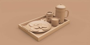 Kahve konsepti. Kahverengi 3D illüstrasyon.