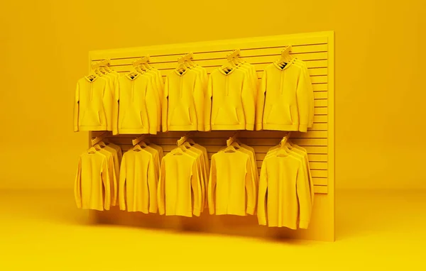 服店ショーケースコンセプト3dイラストで黄色 — ストック写真