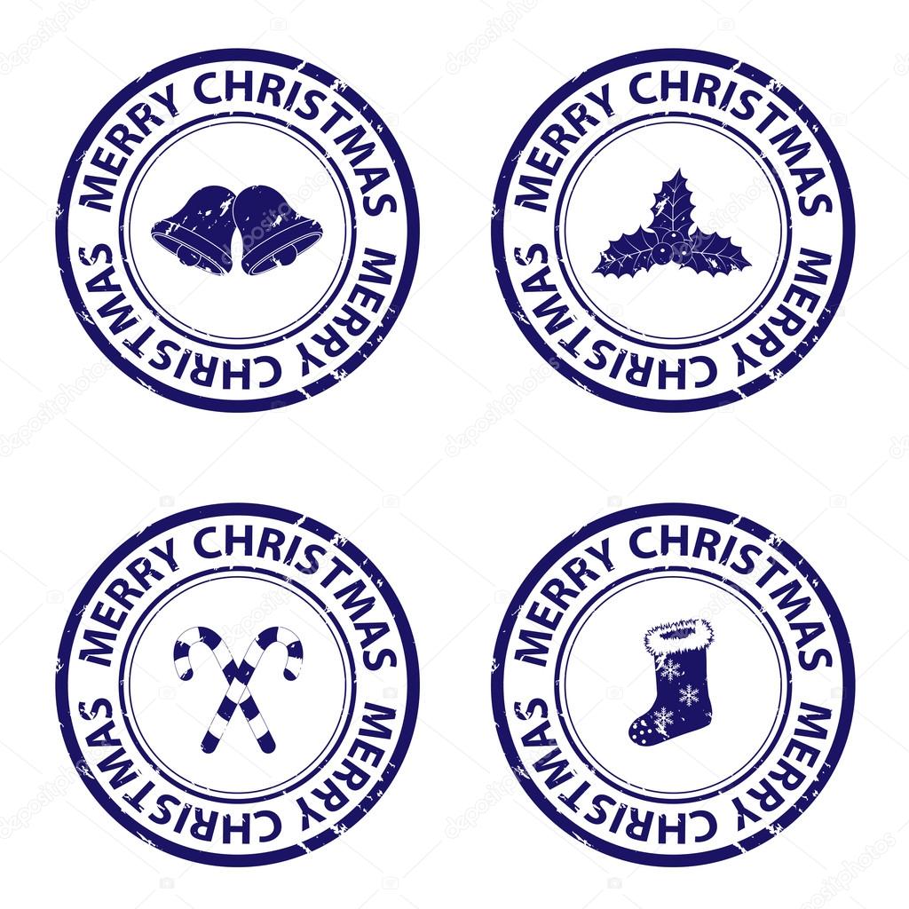 Blue christmas rubber stamps