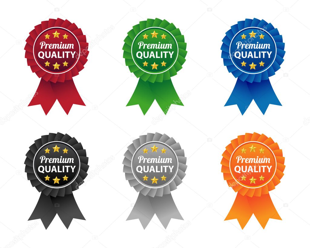 Collection of premium quality labels in various colors