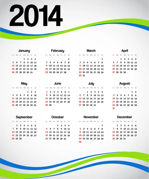 Kalender 2014 — Stockvektor