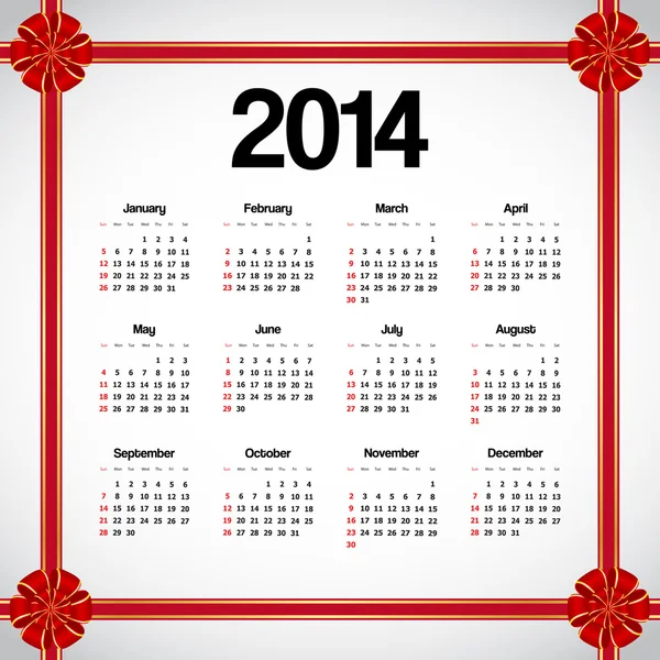 Calendar 2014 — Stock Vector