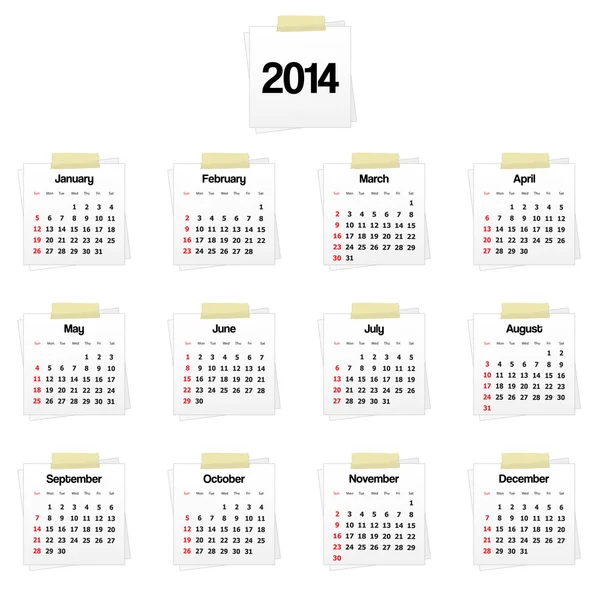 Calendário 2014 — Vetor de Stock