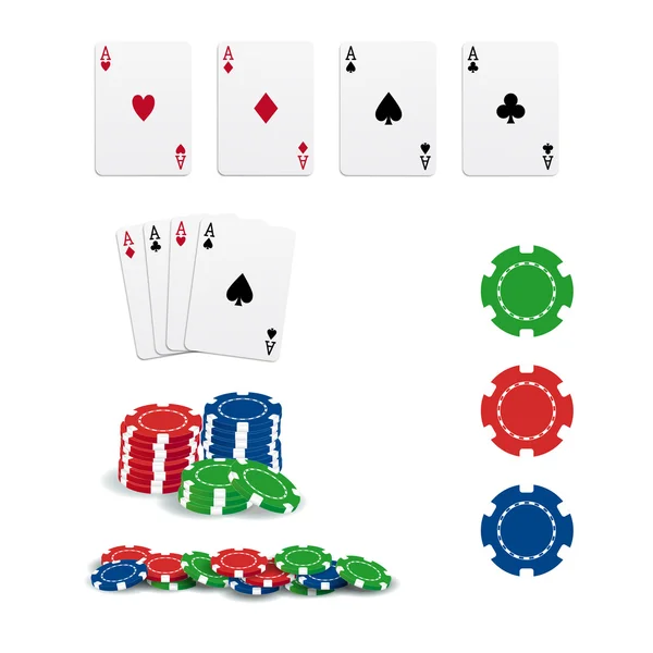 Poker kaarten en chips — Stockvector