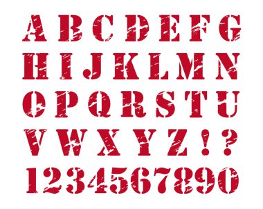 Rubber stamp style alphabet clipart