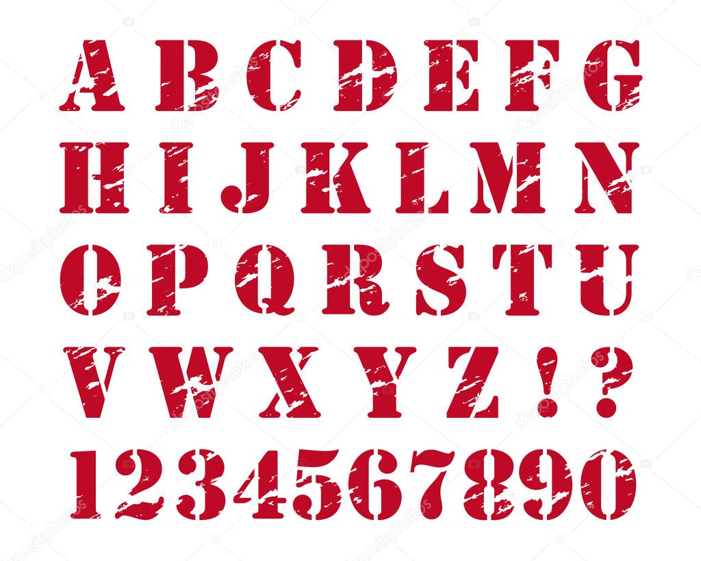 Rubber stamp style alphabet