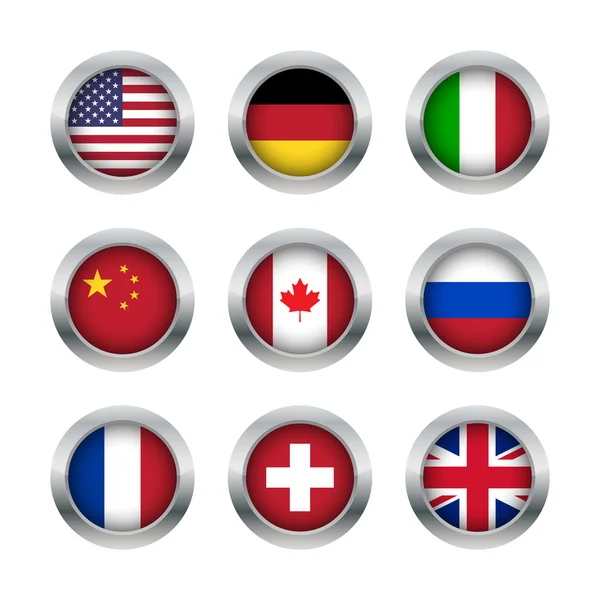 Flag buttons set 1 — Stock Vector